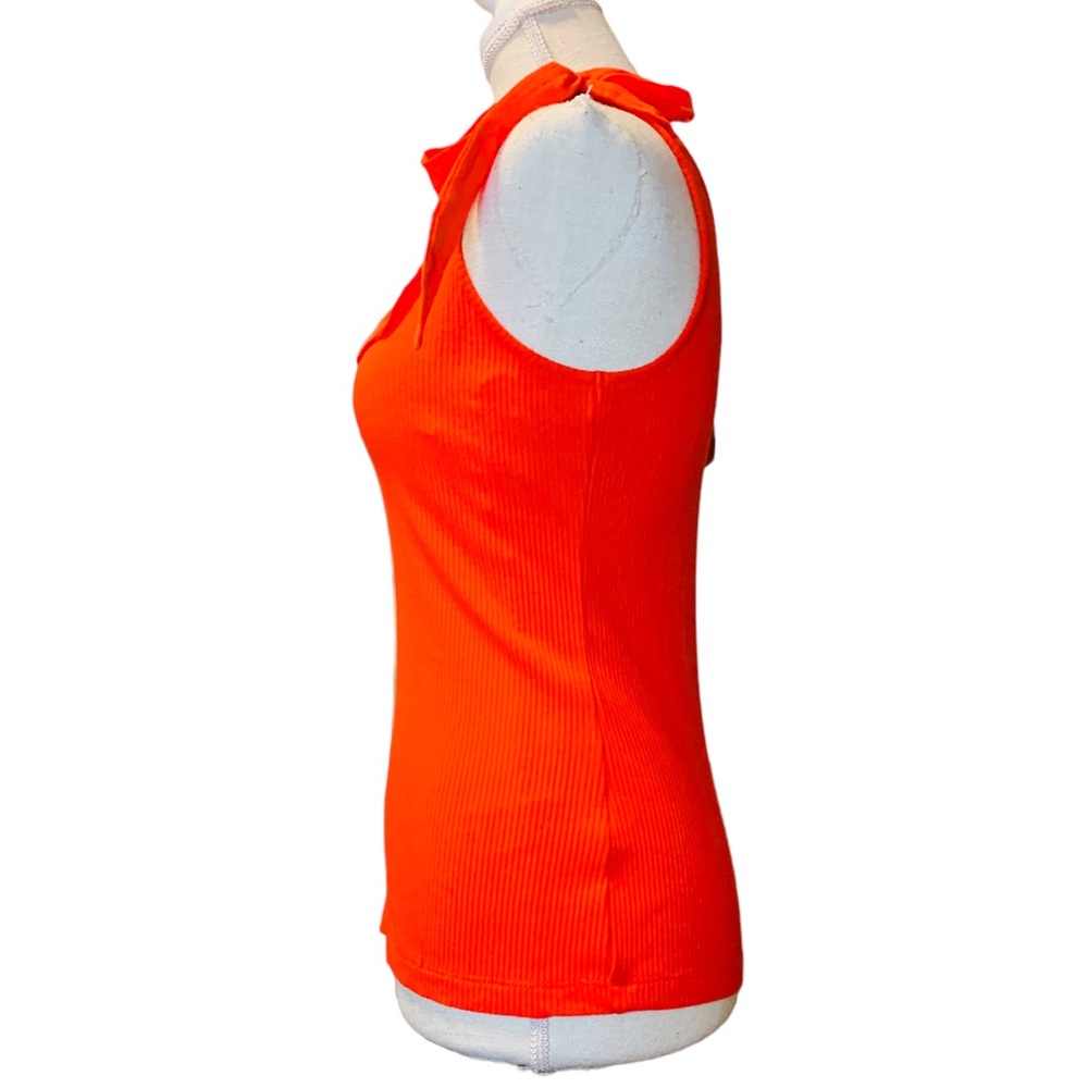 DEX Red Ribbed Tie Shoulder Tank Top Size Small - Picture 7 of 8